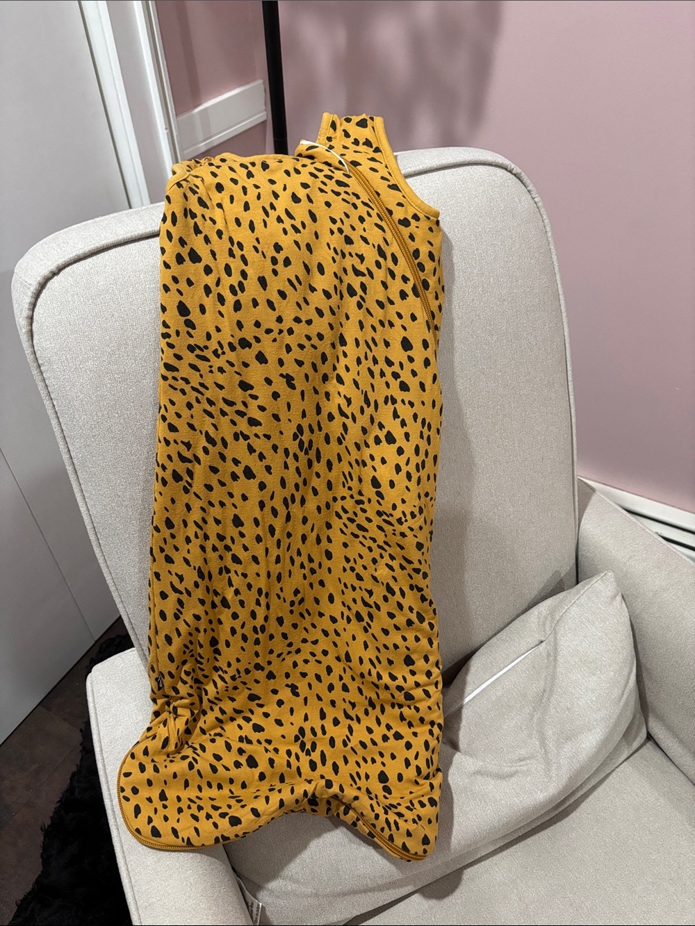 Kyte BABY Mustard Yellow Black Leopard-Print Sleeveless Zipper sleep sack